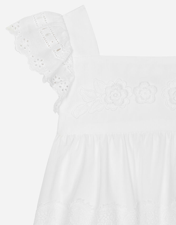 Dolce & Gabbana PLAYSUIT IN COTTON WITH LACE DETAILING WHITE L21O62G7RZJ