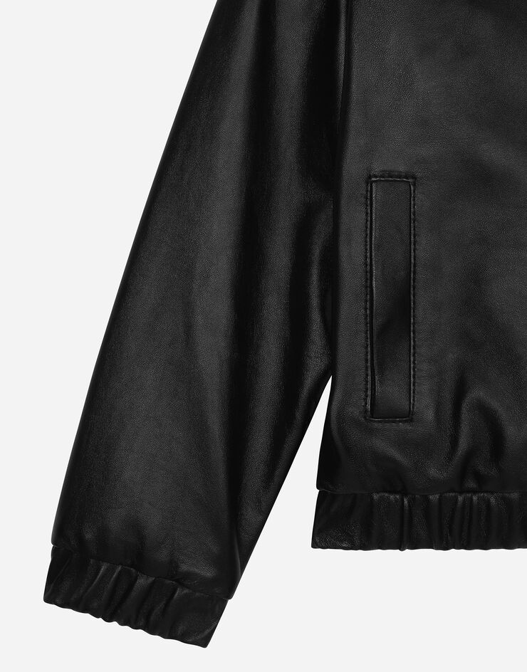 Dolce & Gabbana Bomber en cuir nappa avec plaquette à logo Noir L42B78G7NYR