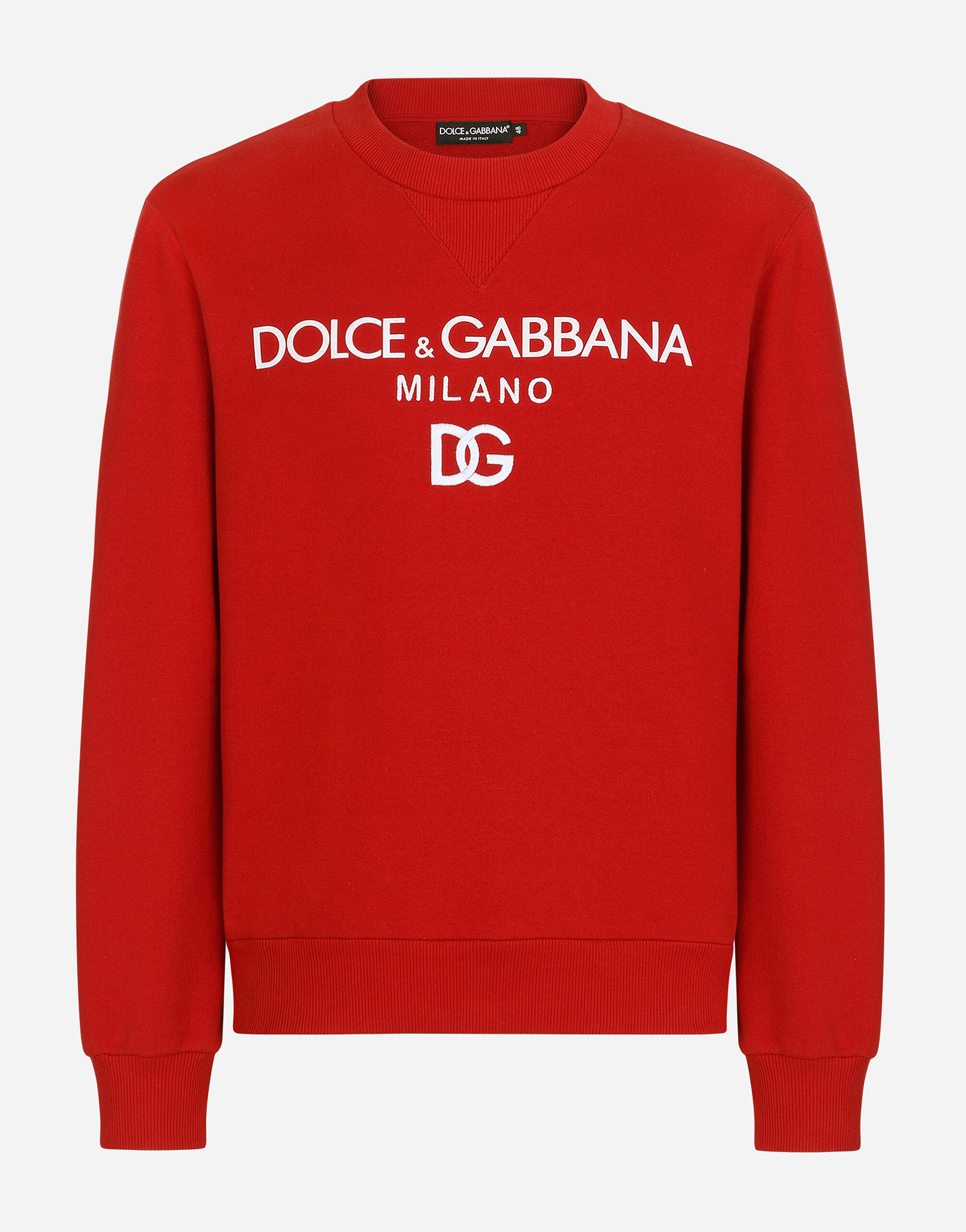 レッドのメンズ Jersey sweatshirt with DG embroidery | Dolce&Gabbana®