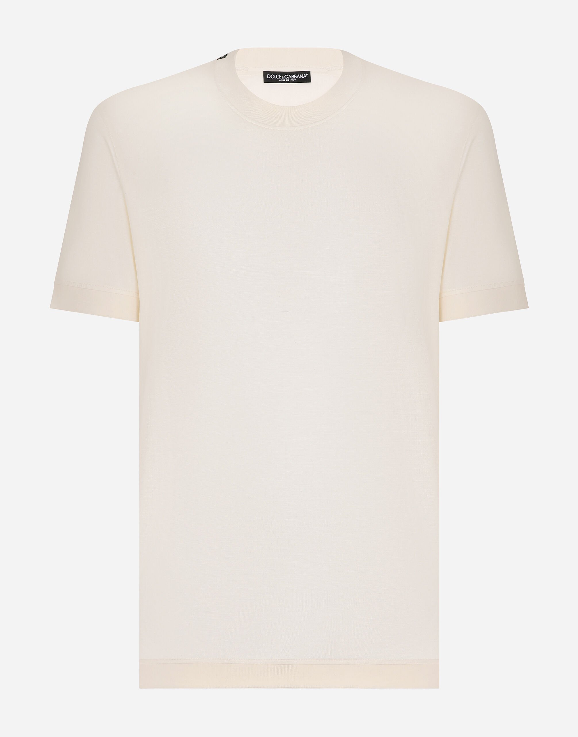 Dolce & Gabbana Short-sleeved silk T-shirt Beige G9AVETGH485