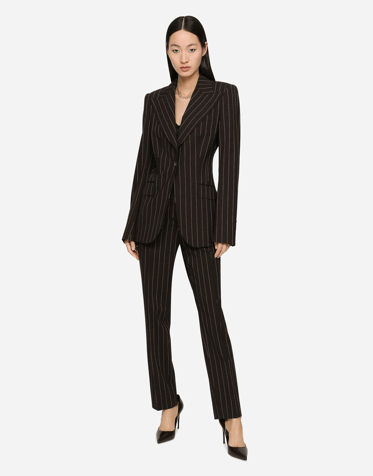 High-waisted pinstripe wool pants in US | Multicolor Dolce&Gabbana® for