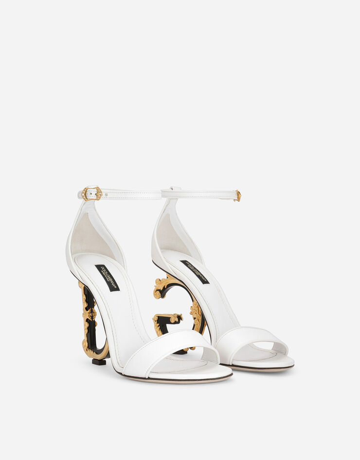 Nappa leather sandals with baroque DG detail in White for Women | Dolce ...