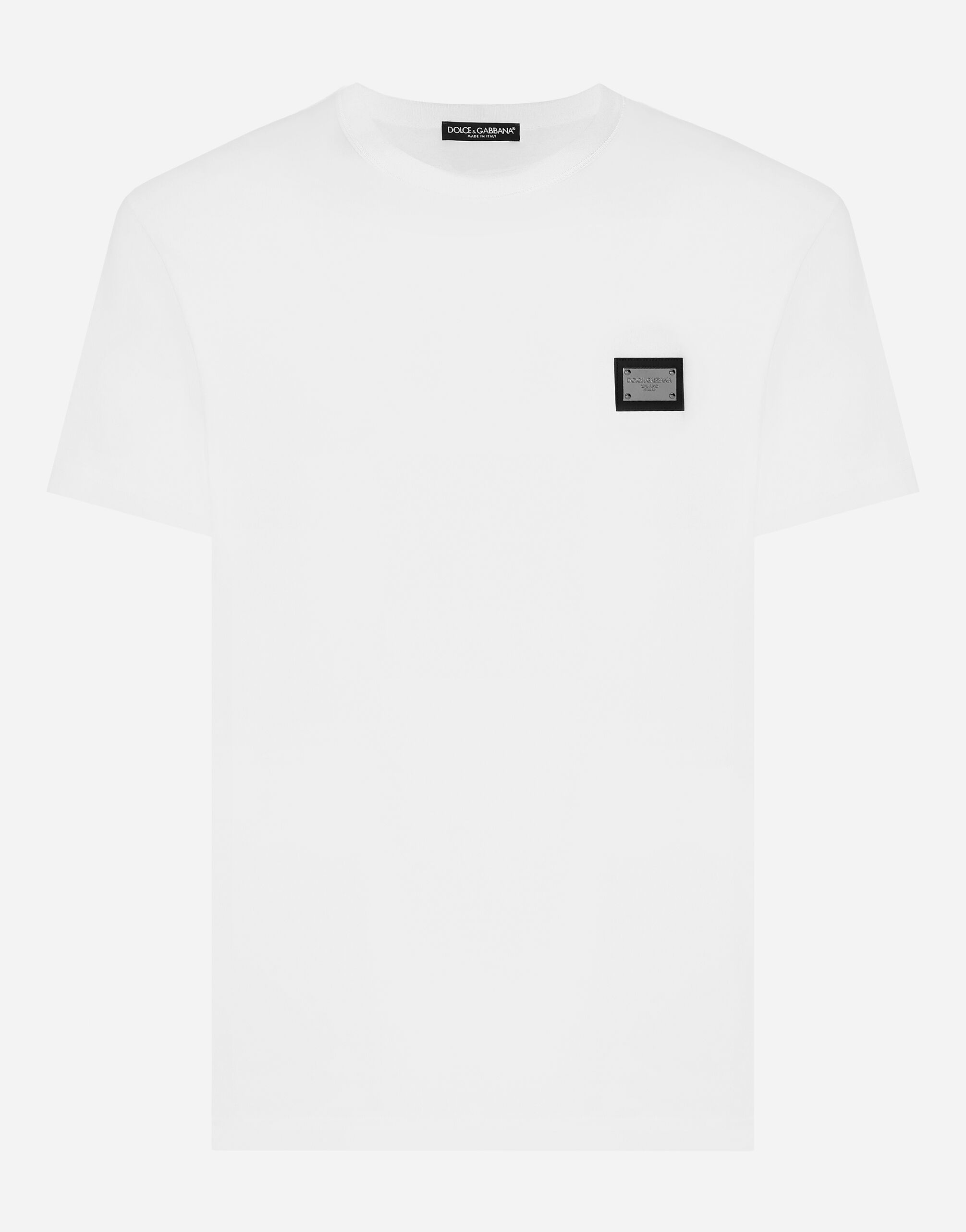 Dolce & Gabbana Camiseta de algodón con placa con logotipo Negro VG4390VP187