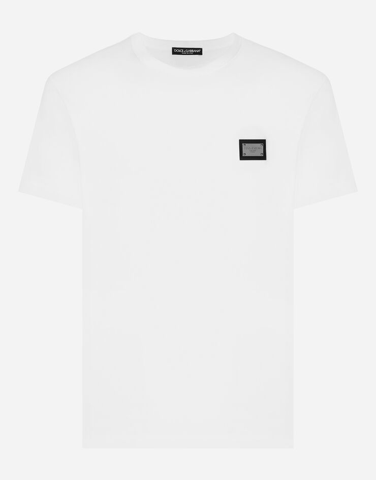 Cotton T-shirt with branded tag in White for | Dolce&Gabbana® US