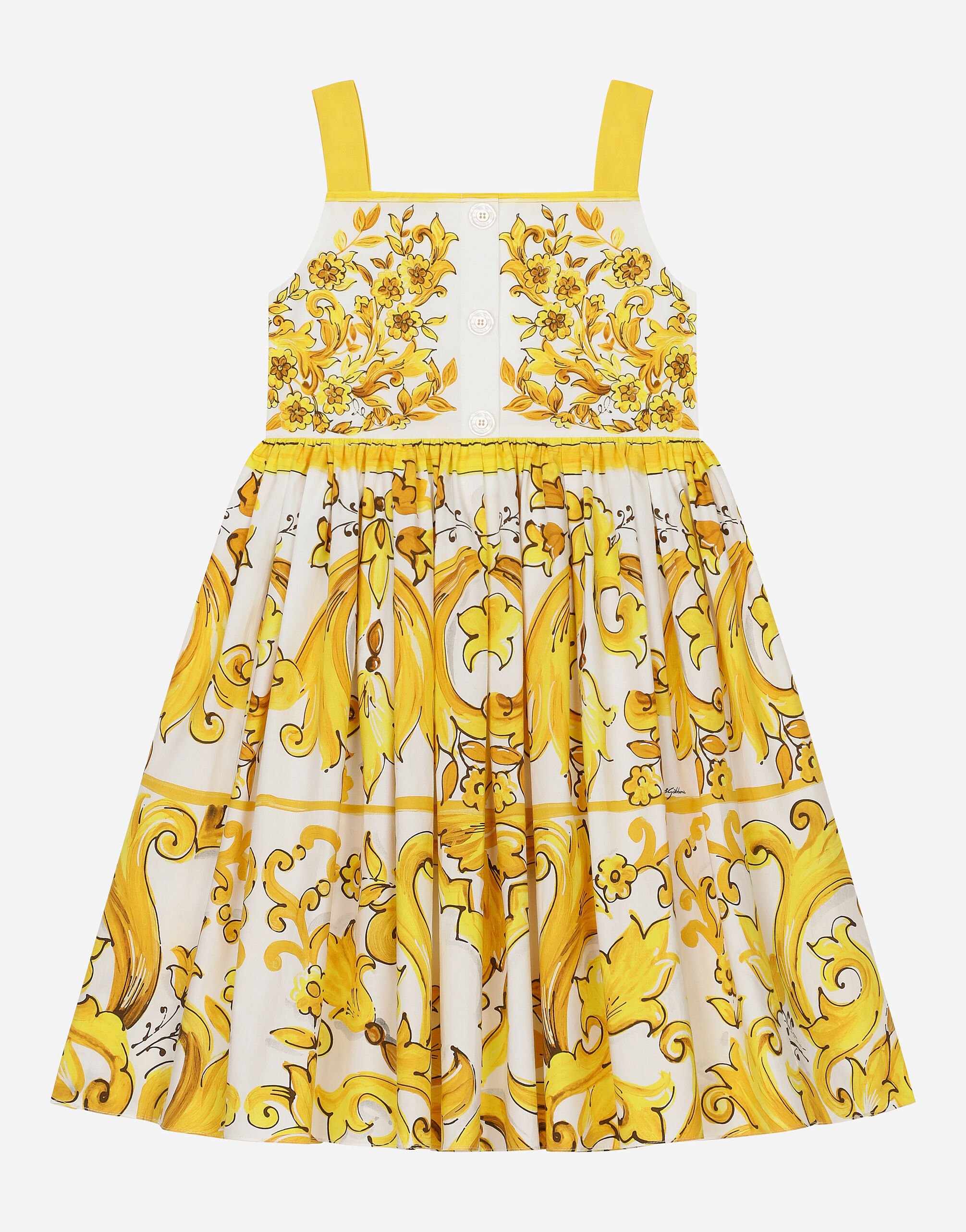 Dolce & Gabbana Poplin dress with yellow majolica print White L5JTAZG7B6N