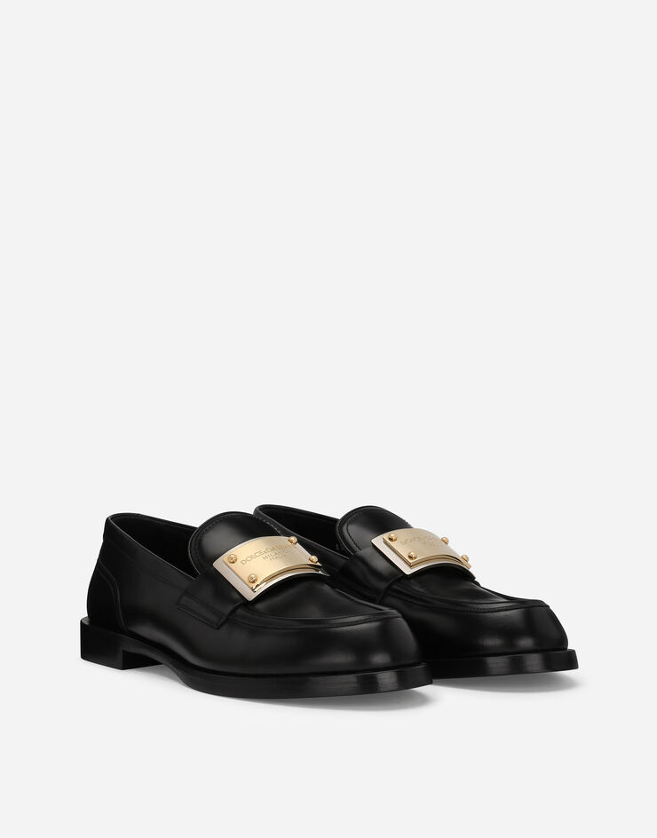 Brushed calfskin loafers in Black for Men | Dolce&Gabbana®