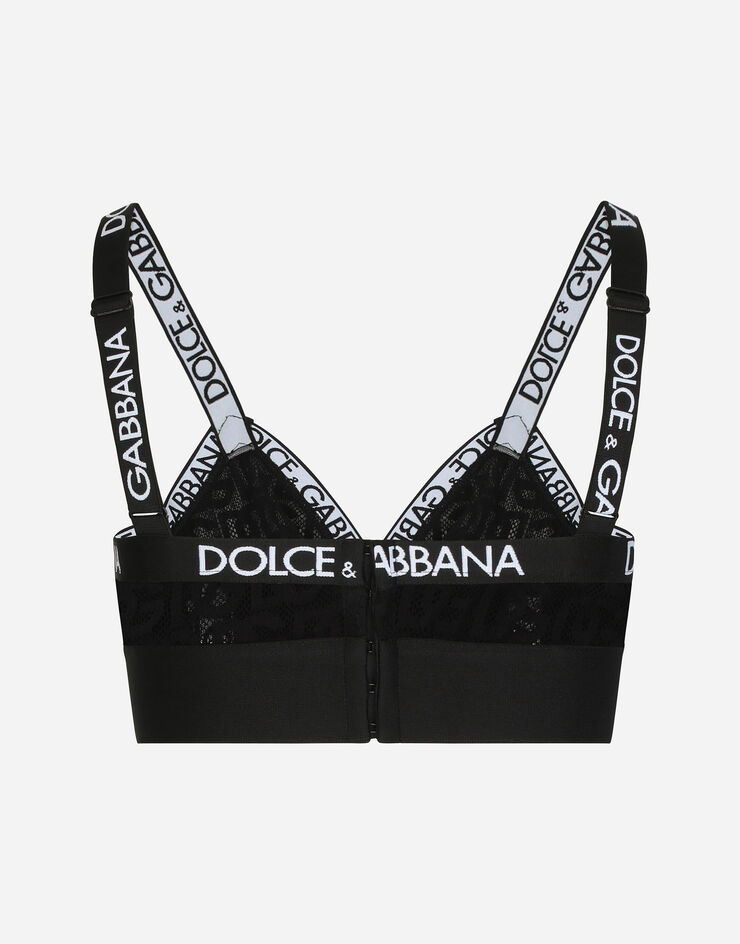 Dolce & Gabbana Jacquard tulle triangle bra Black O1D61TFLEAQ