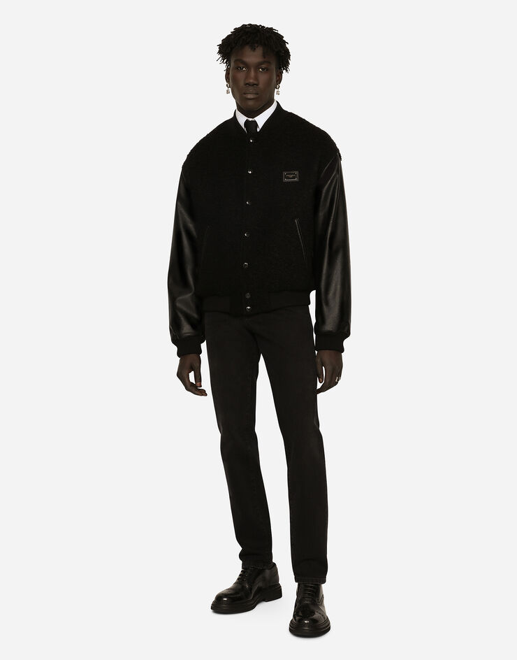 Dolce & Gabbana Куртка из шерстяного букле и экомеха черный G9YF5TGG717