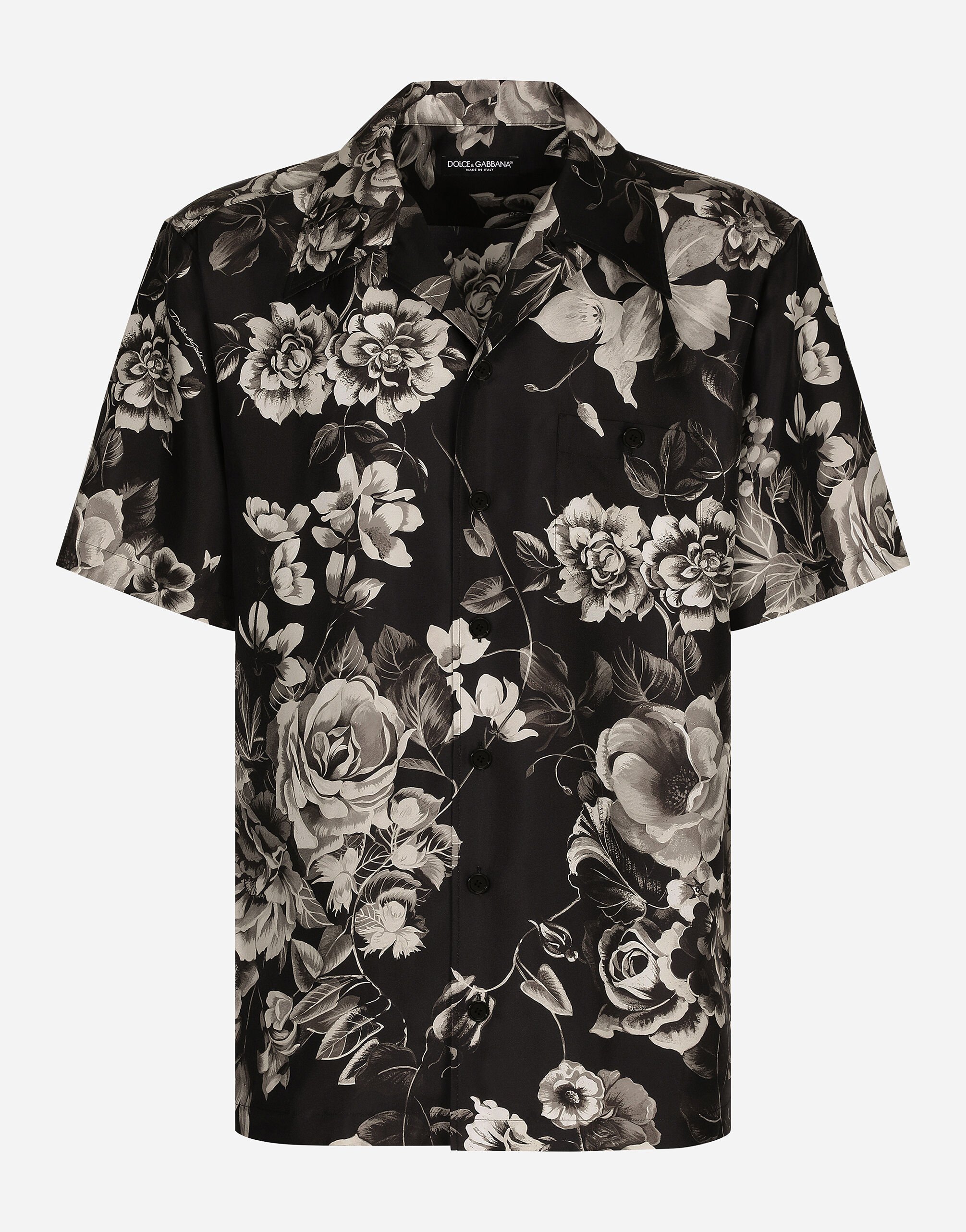 ${brand} Silk Hawaiian shirt with floral print ${colorDescription} ${masterID}