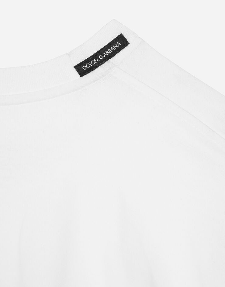 Dolce & Gabbana Kurzarm-T-Shirt mit DG-Logopatch Weiss G8PN9ZG7M2F