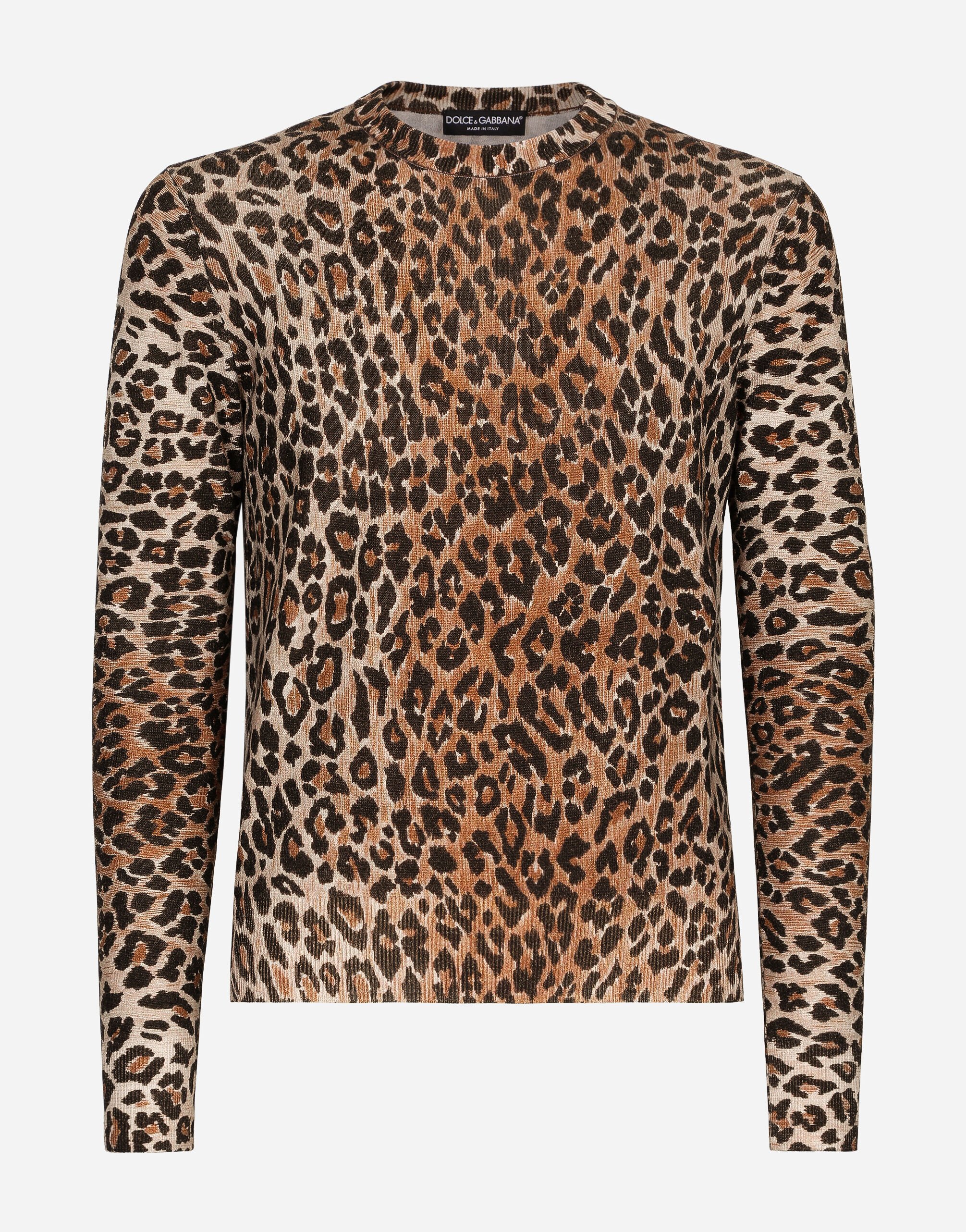 ${brand} Leopard-print round-neck wool sweater ${colorDescription} ${masterID}