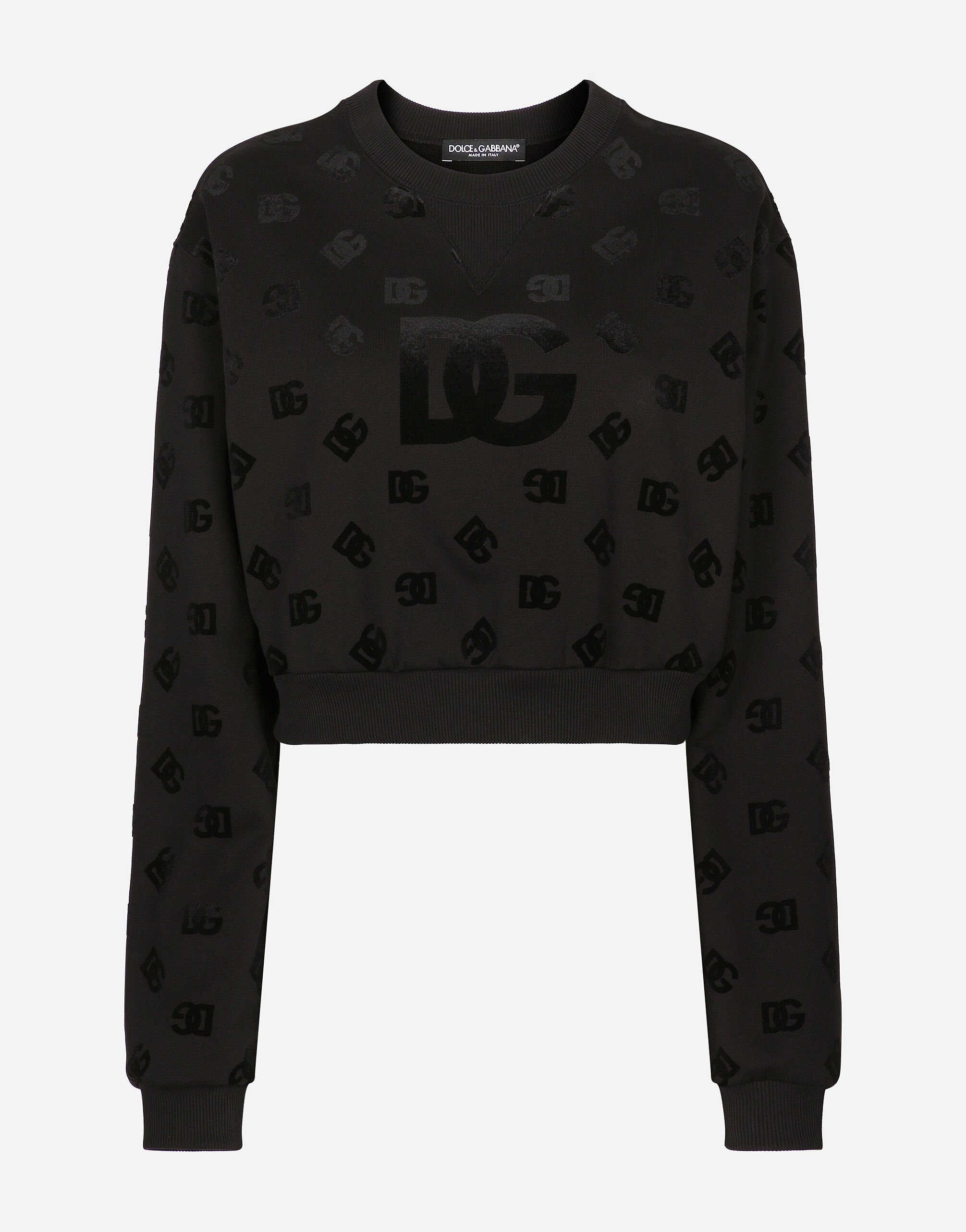${brand} Jersey sweatshirt with flocked DG logo print ${colorDescription} ${masterID}