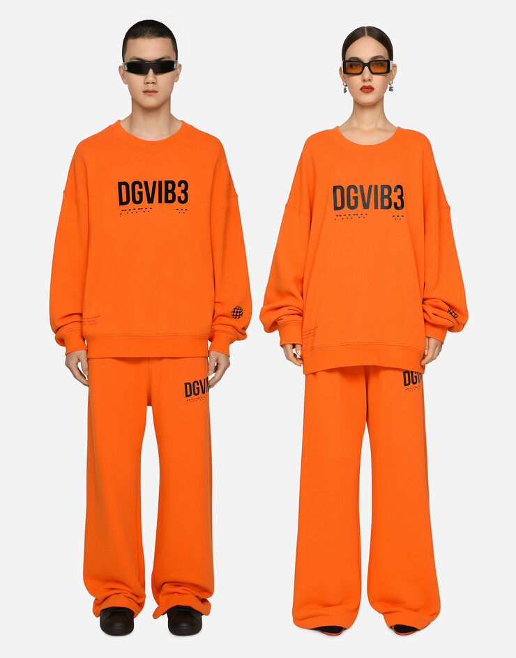 Dolce & Gabbana Pantalone jogging jersey stampa DGVIB3 e logo Arancione GZ6EATG7K3G