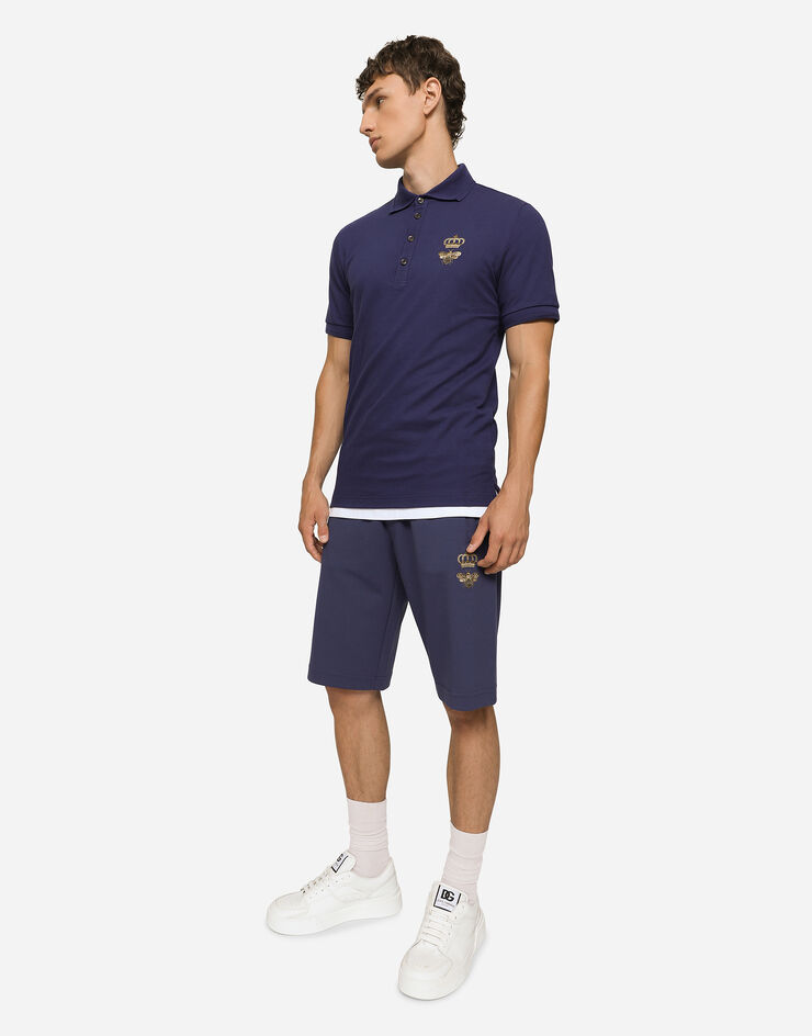 Dolce & Gabbana Bermuda de jogging en jersey à broderie Bleu GVF8AZHU7H9