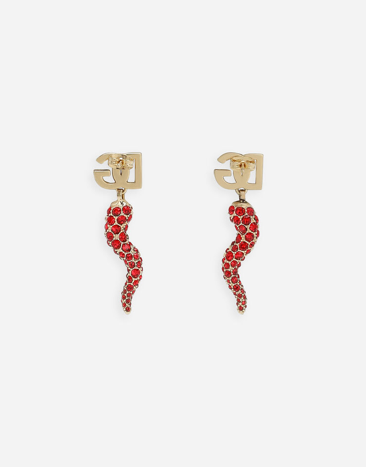 Dolce & Gabbana Boucles d’oreilles avec logo DG et corne d’abondance en strass Doré WEQ6C6W1111