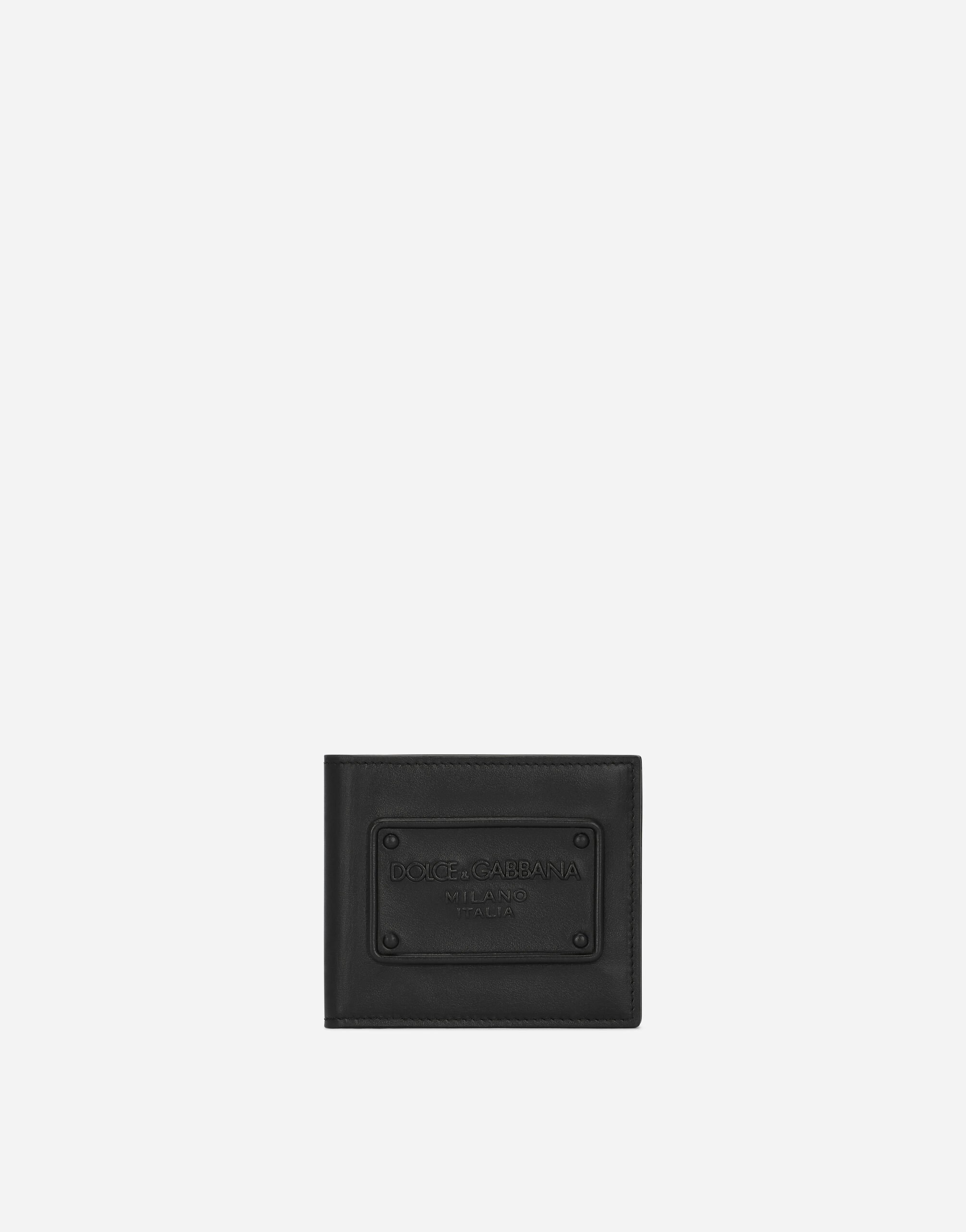 Dolce & Gabbana محفظة ثنائية الطي من جلد عجل بشعار بارز أسود BP3287AG218