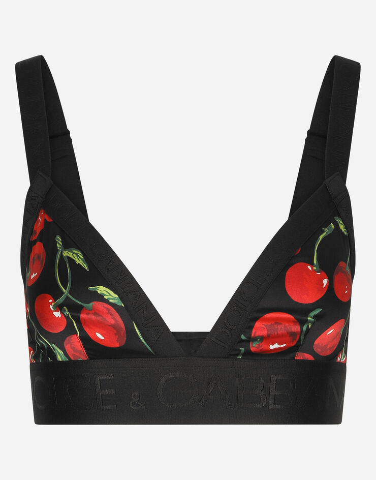 Cherry-print satin bra in Multicolor for Women