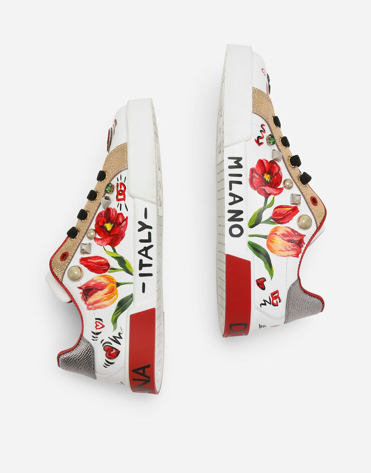 Dolce & Gabbana Printed calfskin Portofino Light low-top sneakers Multicolor D11278AB315