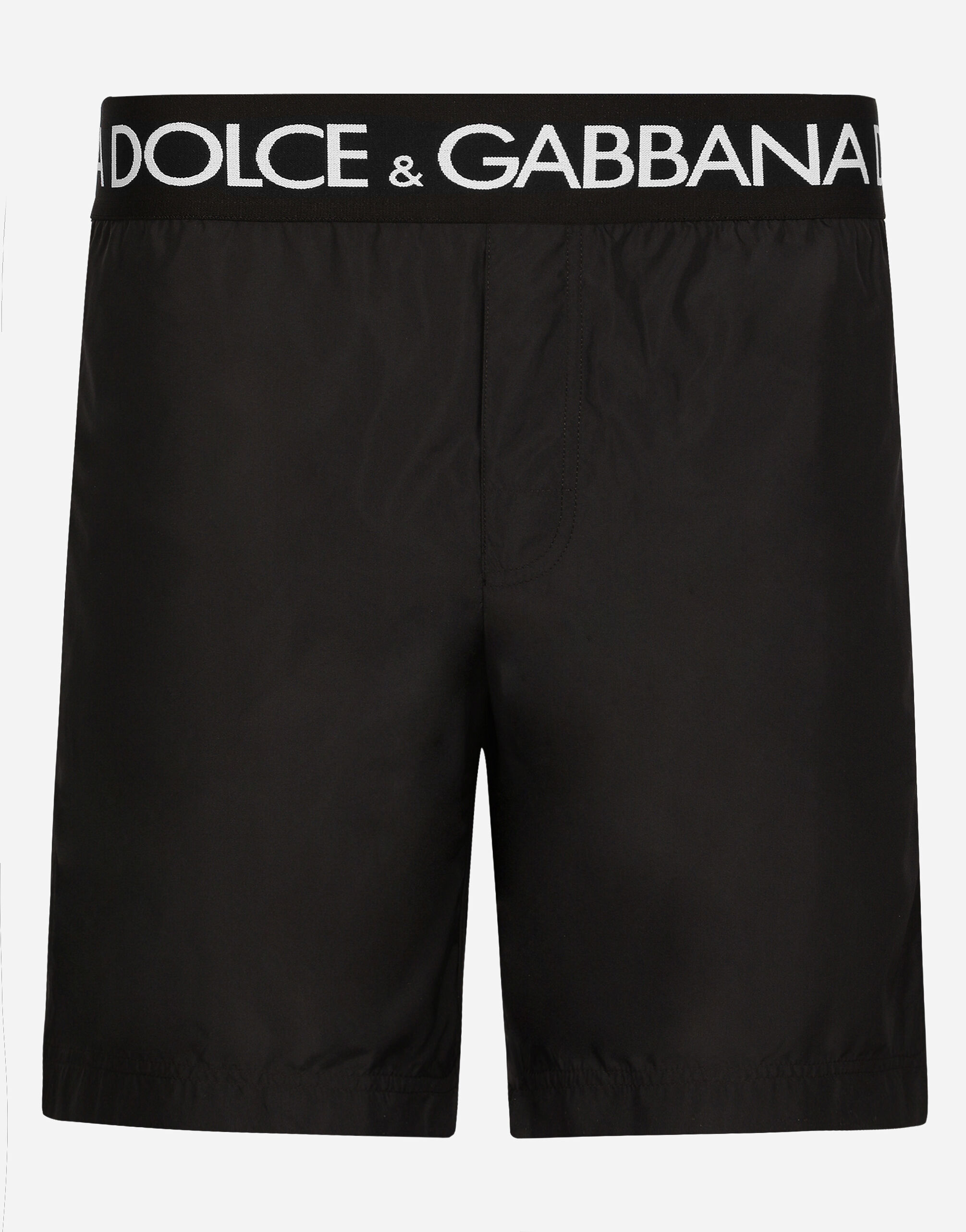 ${brand} Mid-length swim trunks with branded waistband ${colorDescription} ${masterID}