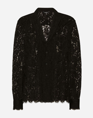 Dolce&Gabbana قميص دانتيل كوردونيتو أسود G5KG2THLM3T
