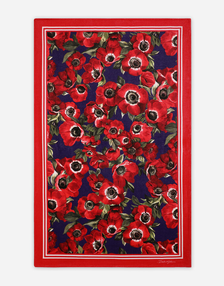 Dolce & Gabbana Terrycloth beach towel with anemone print 印花 O5A03JII7A4