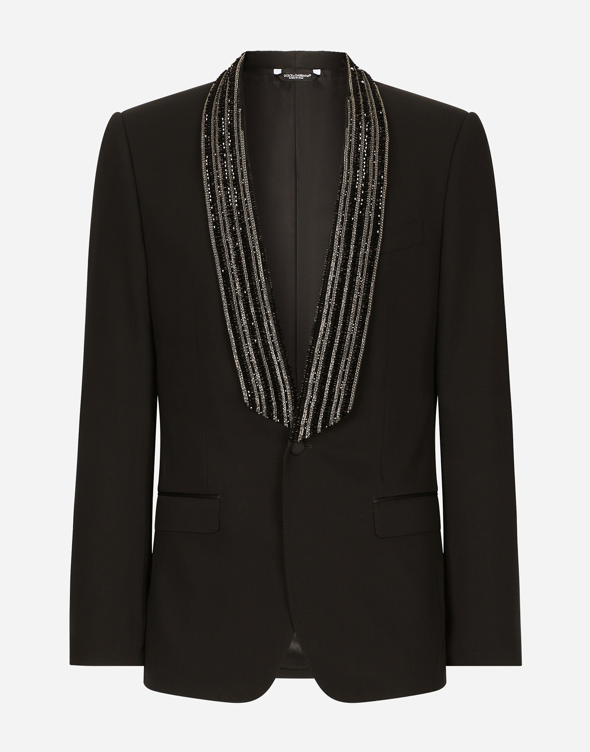 ${brand} Single-breasted jacket with embroidered shawl collar ${colorDescription} ${masterID}