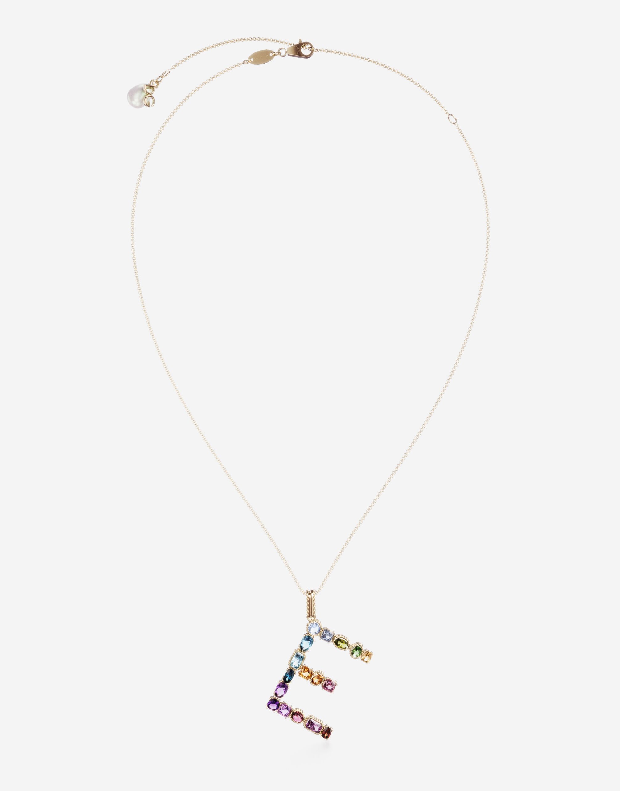 Dolce & Gabbana Rainbow alphabet E pendant in yellow gold with multicolor fine gems Gold WAMR2GWMIXS