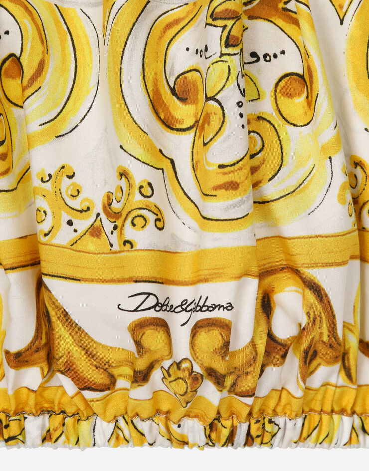 Dolce & Gabbana Blusa de popelina con estampado Maiolica amarillo Imprima L55S67G7EY3