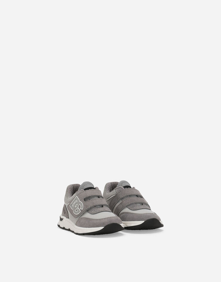 Dolce & Gabbana DG Running low-top sneakers in mesh and split leather Grey DN0199AA954