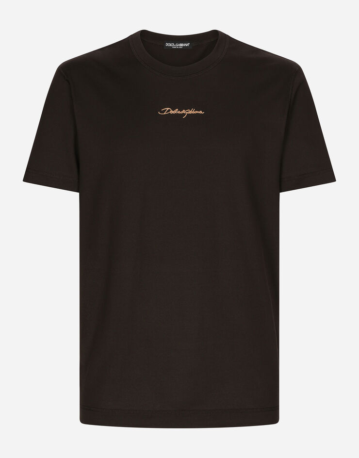 Dolce & Gabbana Camiseta de algodón con logotipo Marrón G8RN8ZG7NUB