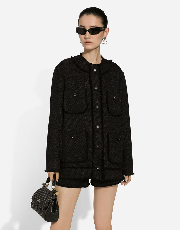 Dolce & Gabbana Single-breasted raschel tweed jacket Black F29YCTGDCLW