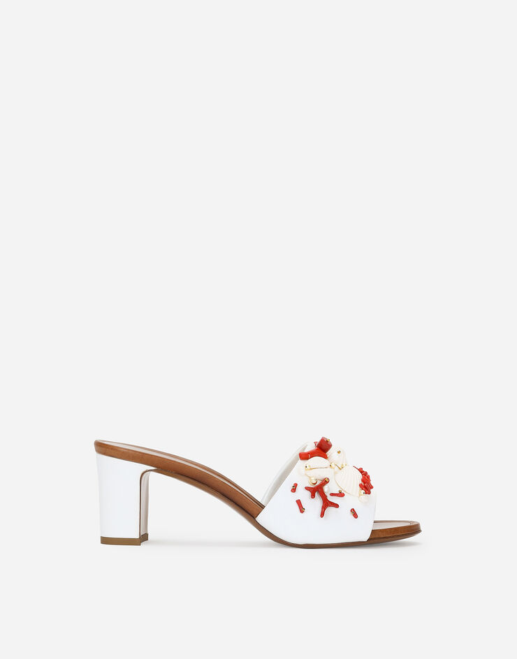 Dolce & Gabbana Nappa leather mules with coral embroidery White CR1745AW116