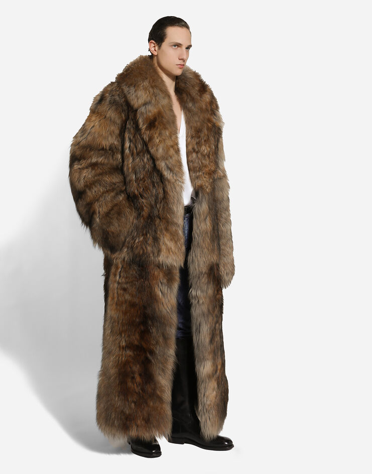 Dolce & Gabbana Long-haired shearling coat Multicolor G049VLFUP88