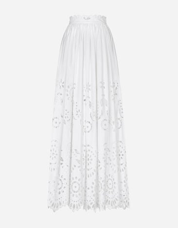 Dolce & Gabbana Long cotton circle skirt with cut-out detailing White F4CVUZGDCJ5