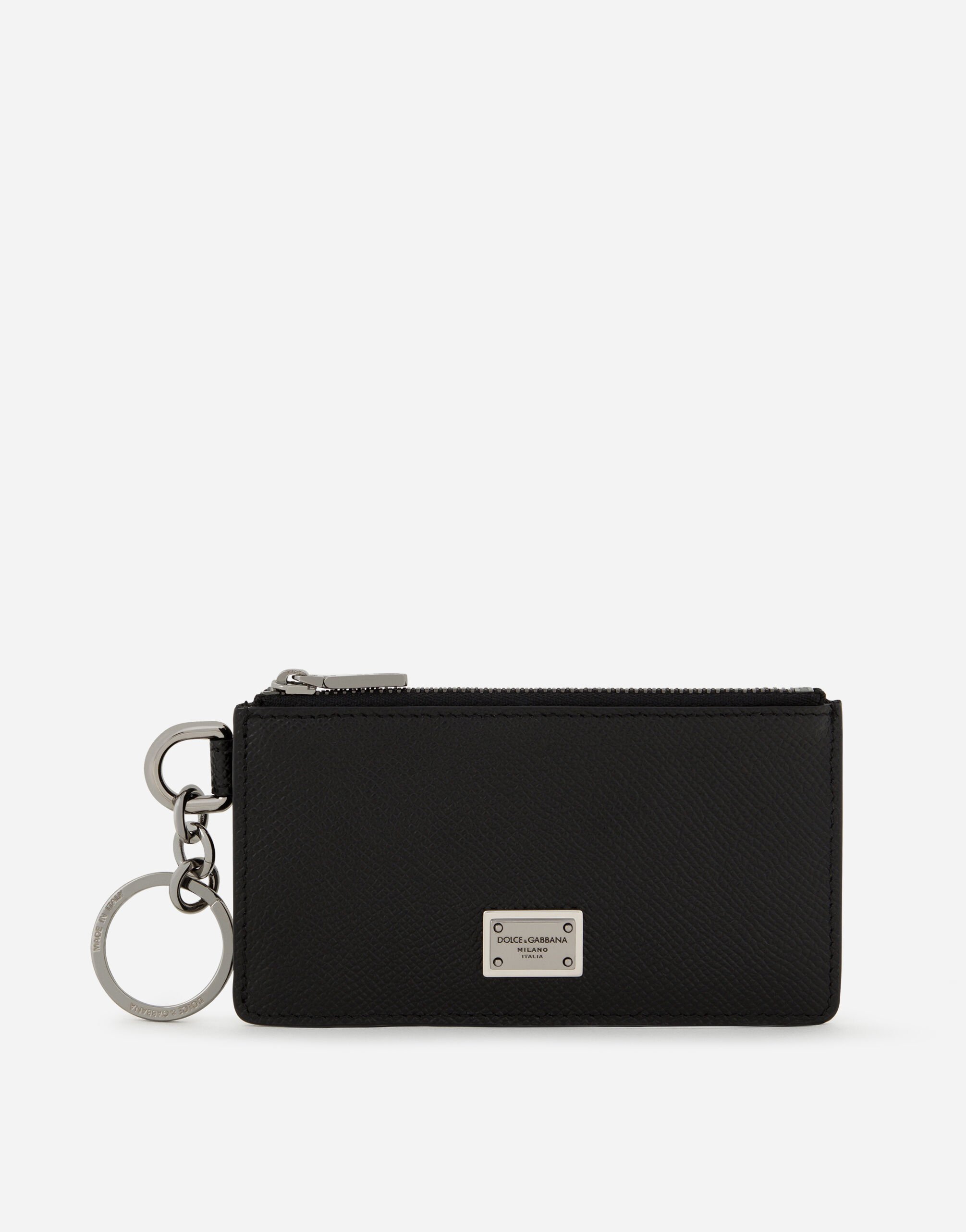 ${brand} Calfskin card holder with ring and logo tag ${colorDescription} ${masterID}