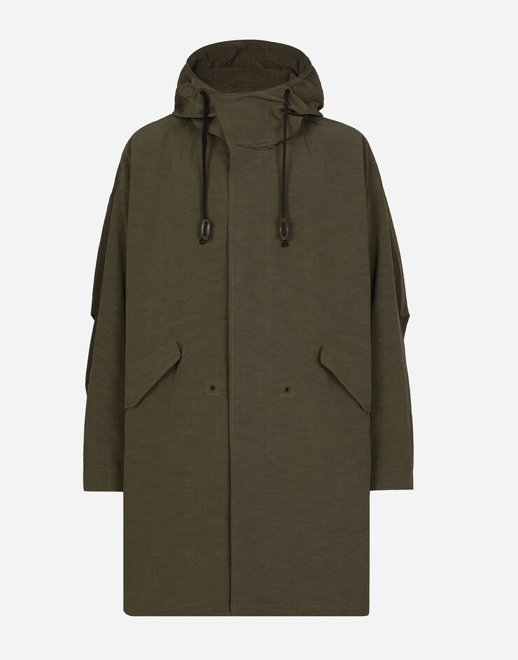 Dolce & Gabbana Parka sin forro con capucha de tejido técnico Verde G046KTFUS1W