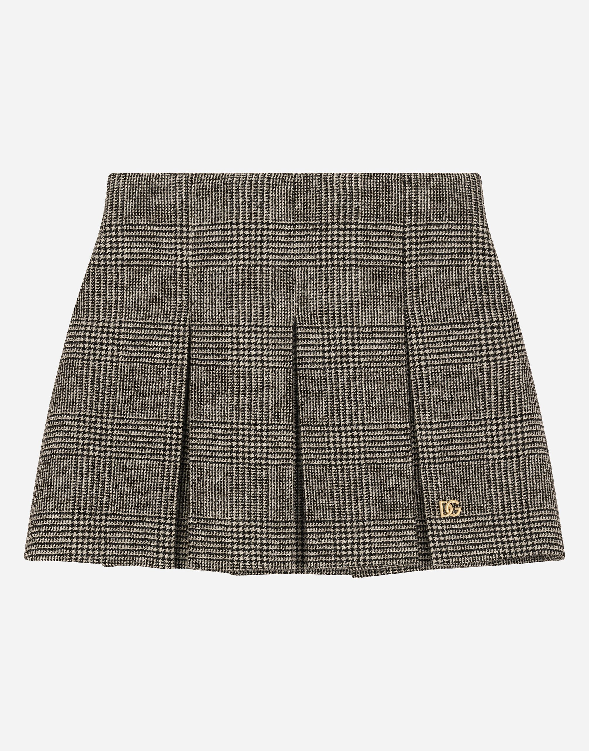 ${brand} Wool-blend glen plaid skirt with DG logo ${colorDescription} ${masterID}