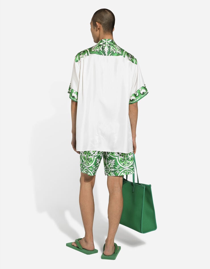 Dolce & Gabbana 마욜리카 프린트 실크 하와이안 셔츠 인쇄 G5LY2TGI116