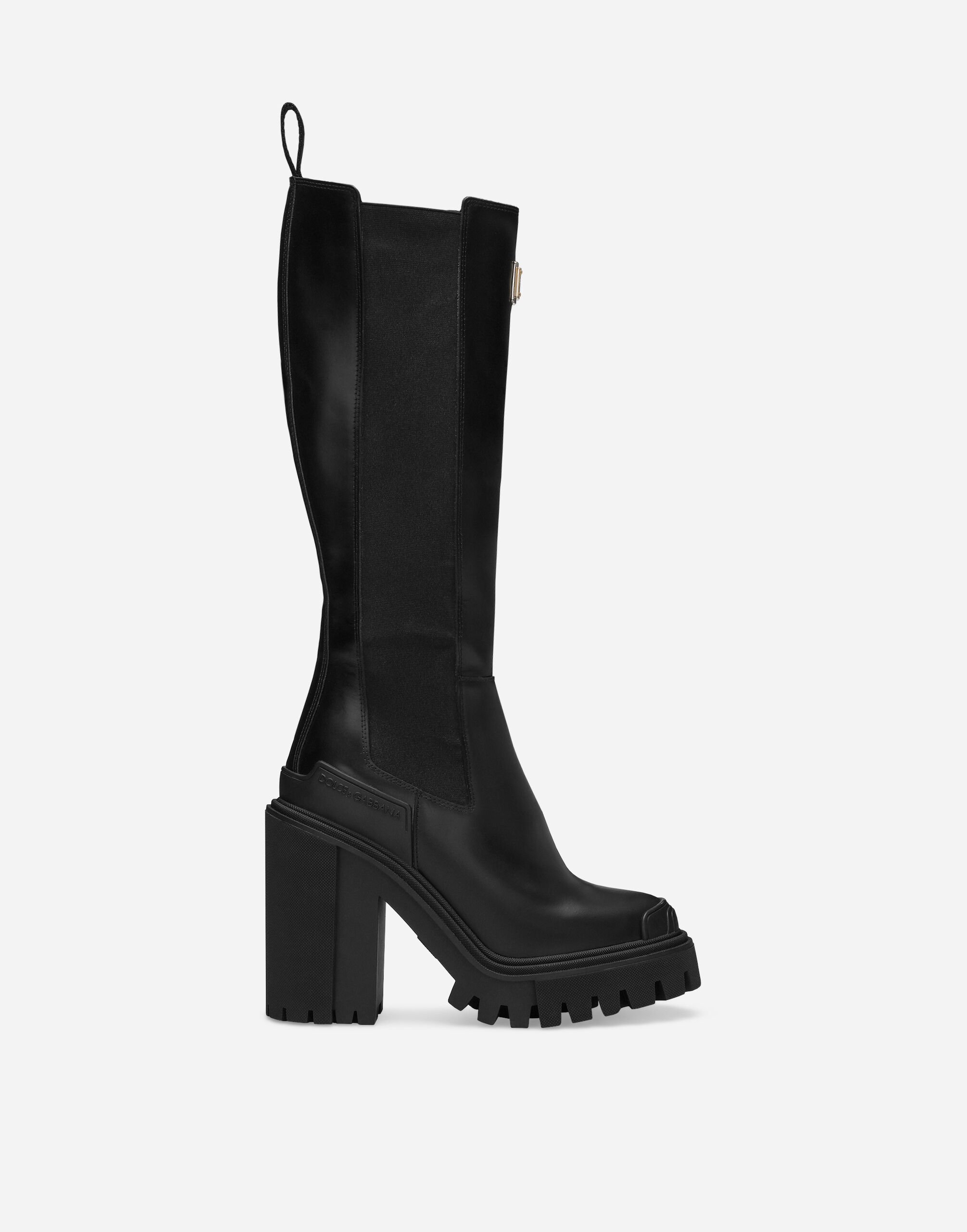 Dolce&Gabbana حذاء بوت من جلد عجل أسود CU1067AQ513