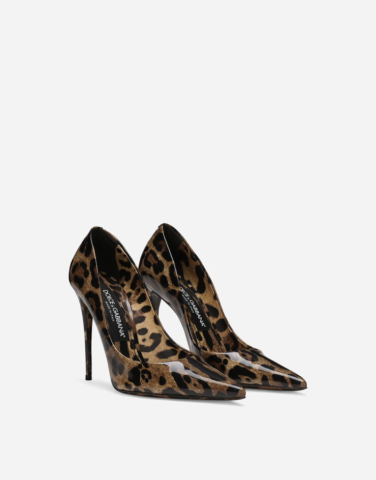 Dolce & Gabbana Pumps aus glänzendem Kalbsleder mit Print Animal-Print CD1841AM568