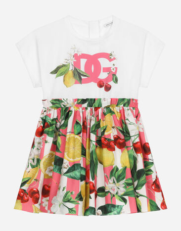 Dolce & Gabbana Poplin and jersey dress with lemon and cherry print Print L53DE7G7EY0