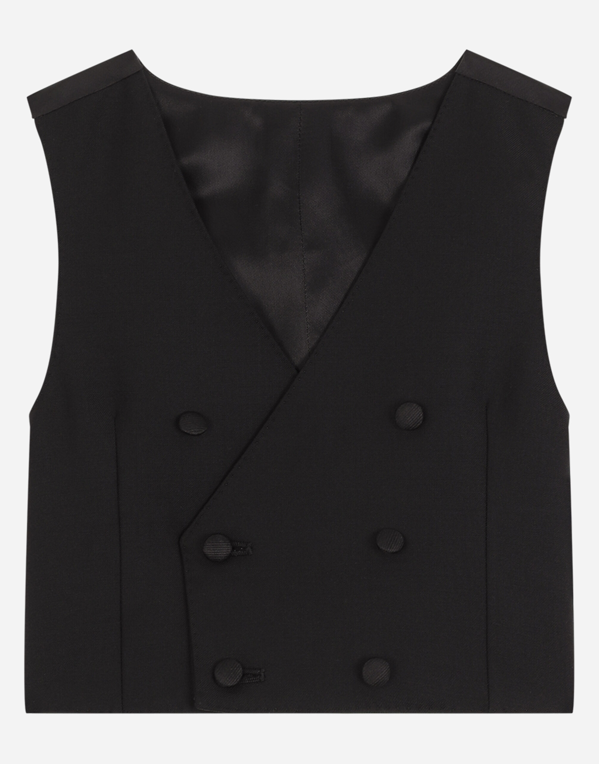Dolce & Gabbana Double-breasted stretch woolen vest Azure L41U84FU4JB