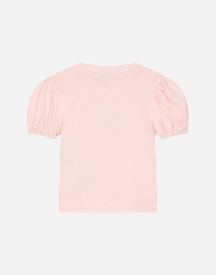 Dolce & Gabbana Jersey T-shirt with DG logo and leopard Pink L2JTOIG7N1W