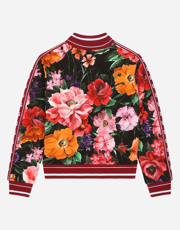 Dolce & Gabbana Jersey sweatshirt with floral print over a black background Print L5JW7AHS7O4