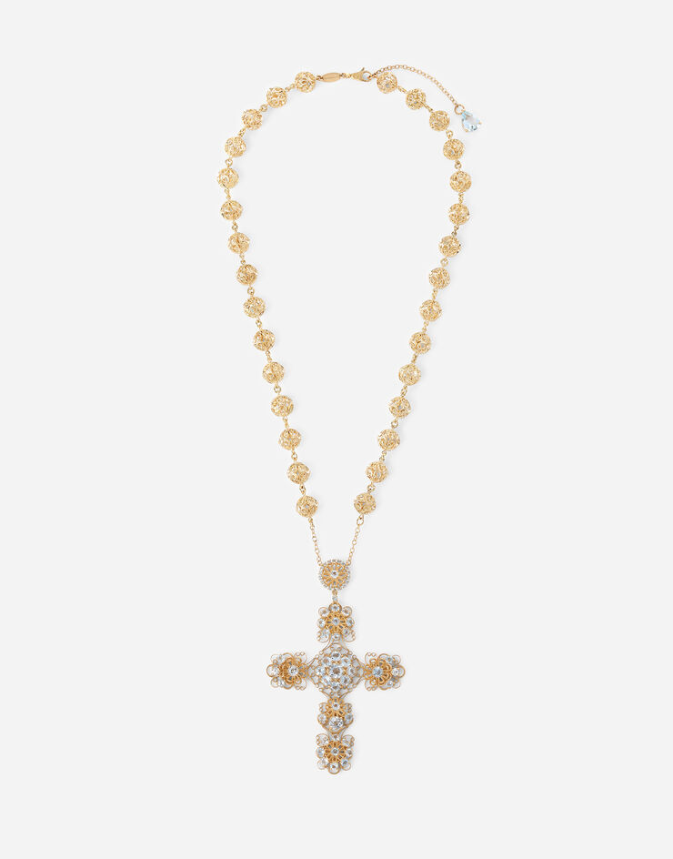 Dolce & Gabbana Pizzo necklace in yellow 18kt gold with aquamarines ORO WAFH1GWAQ01