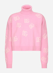 DG ribbed-knit silk cropped sweater in pink - Dolce Gabbana