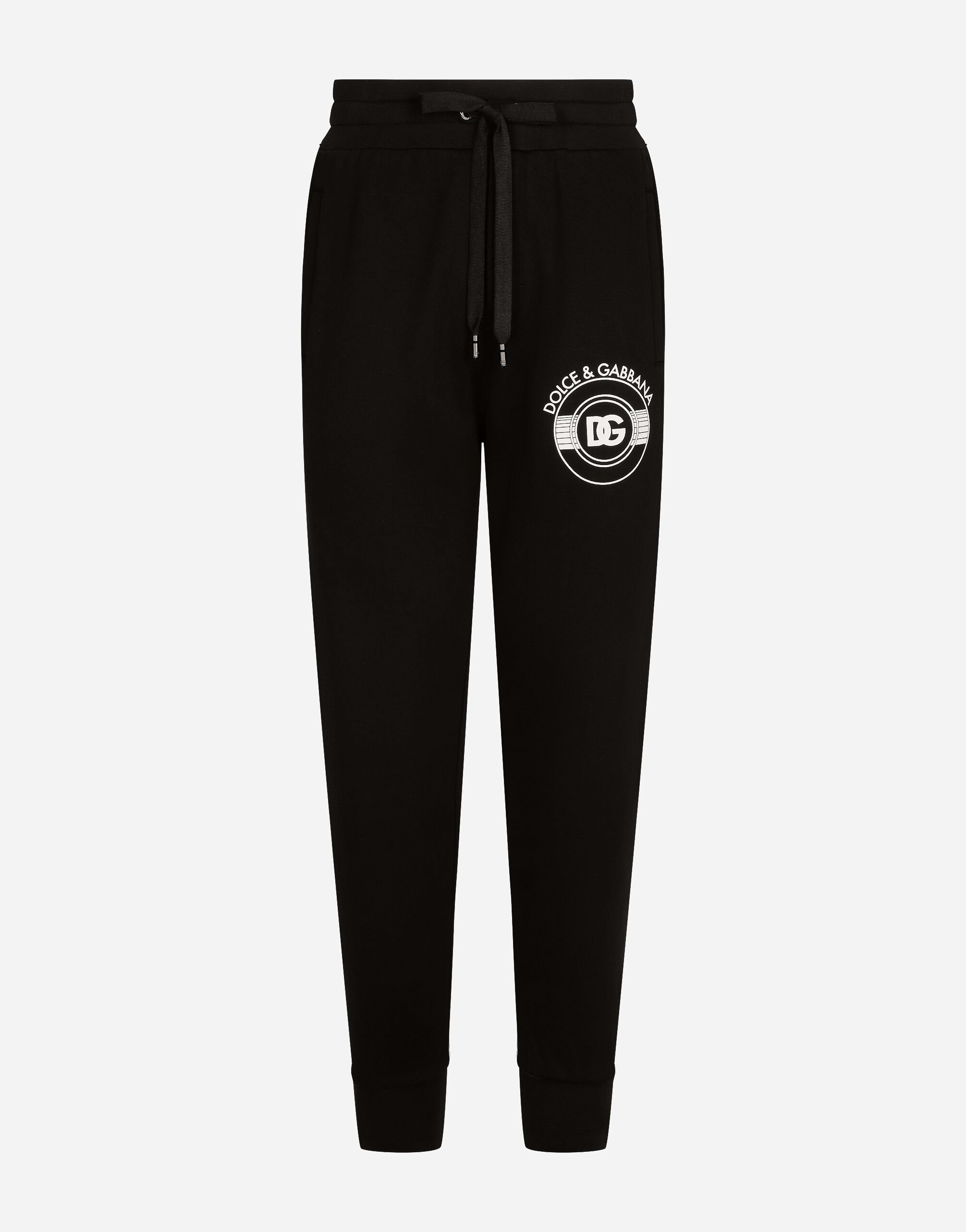 Dolce&Gabbana Jersey jogging pants with DG logo print Black G040VTHU7QV