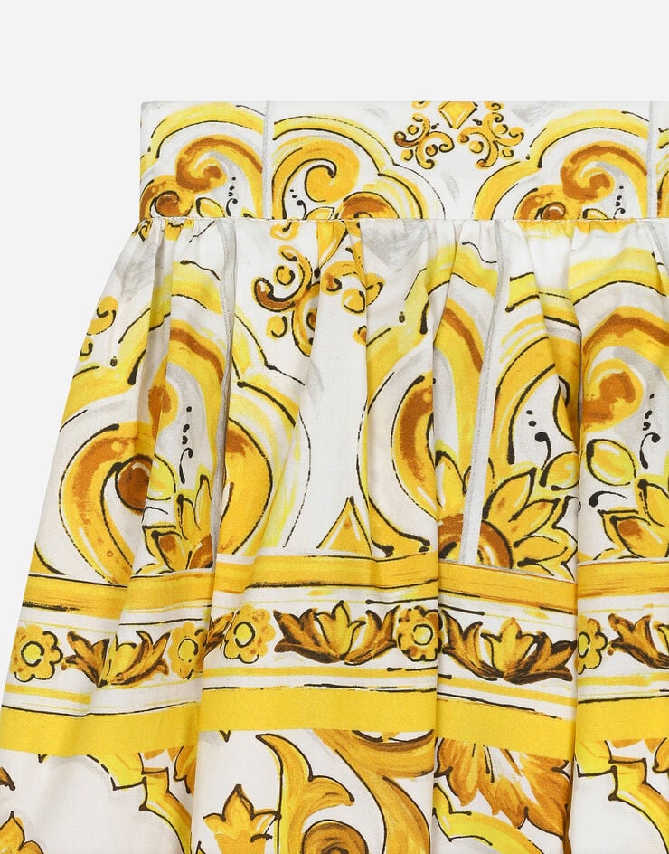 Dolce & Gabbana Falda de popelina con estampado Maiolica amarillo Imprima L55I20FI5JY