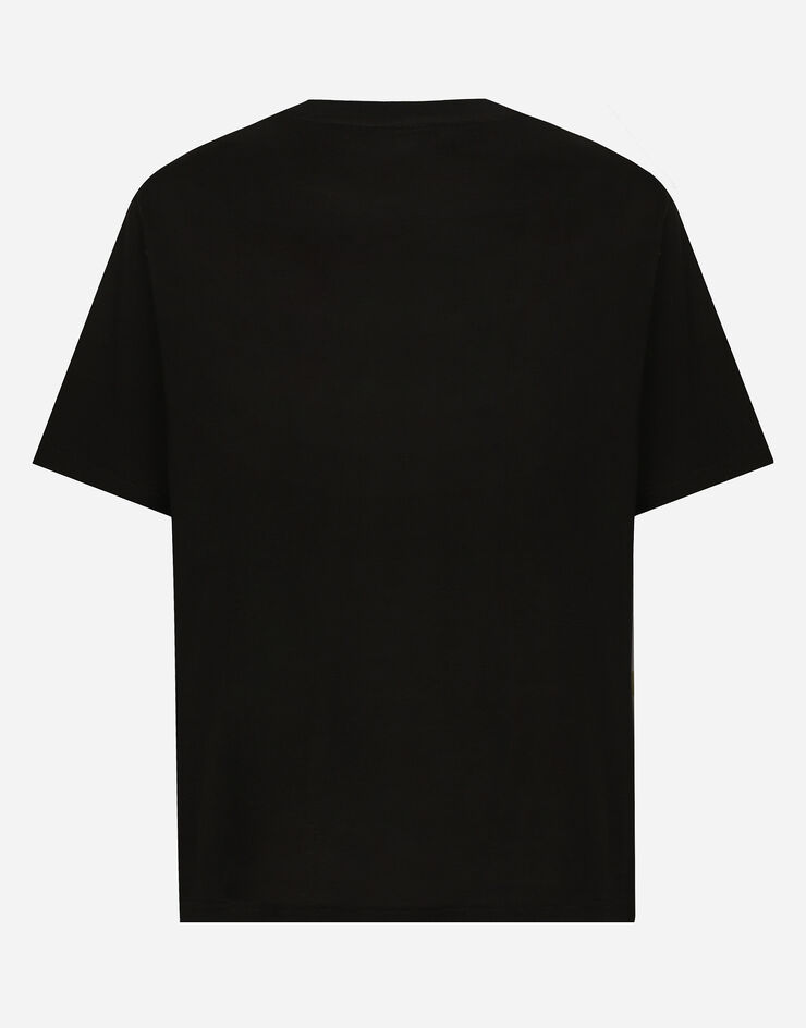 Dolce & Gabbana Cotton T-shirt with logo embroidery Black G8PN9ZG7NWN