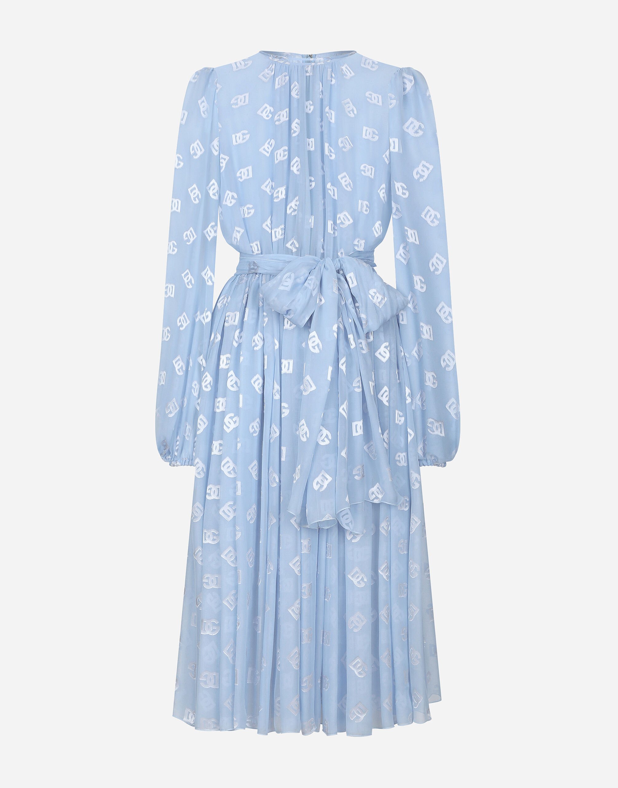 ${brand} Robe mi-longue en soie jacquard dévorée à logo DG ${colorDescription} ${masterID}